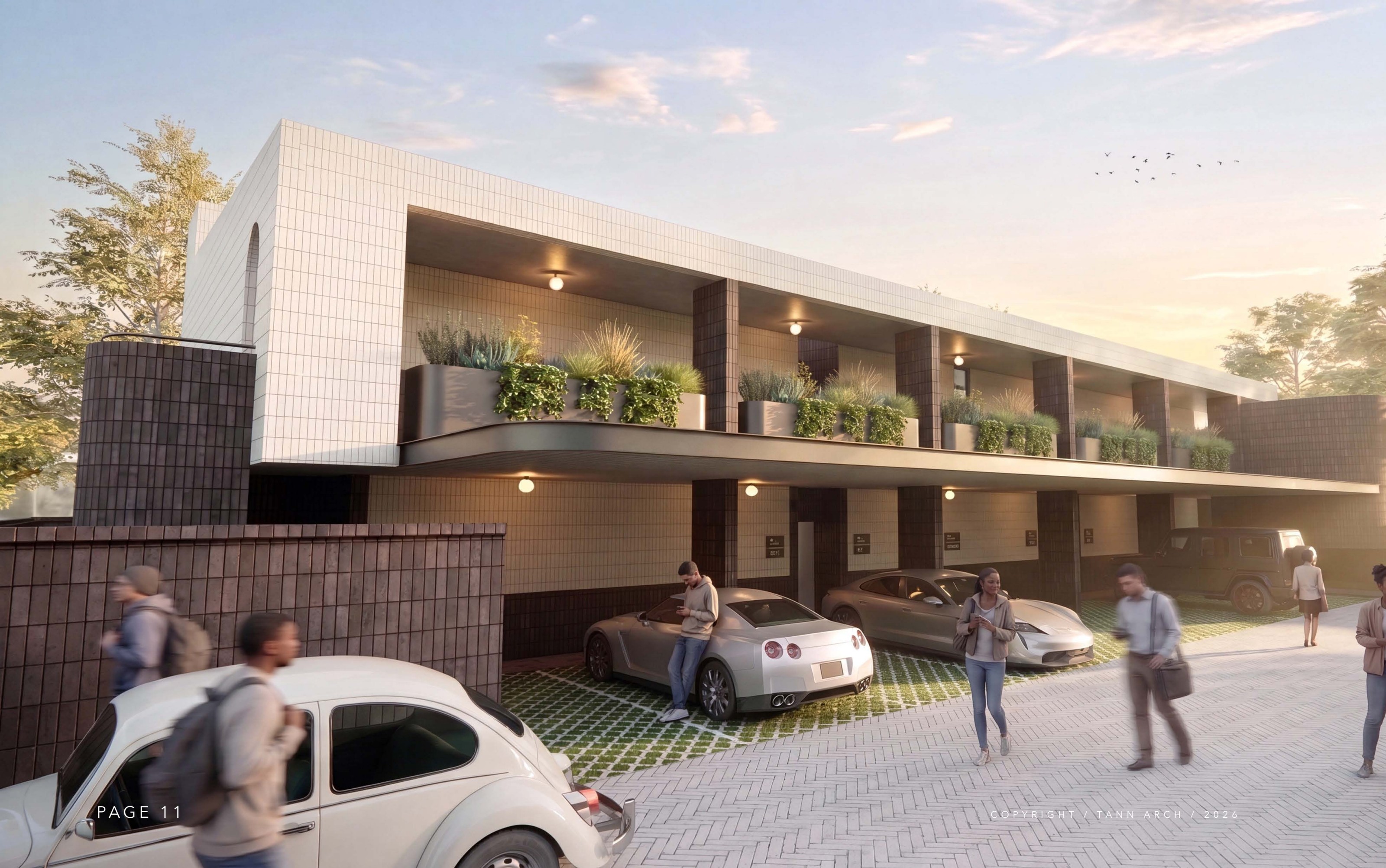 Covered parking colonnade