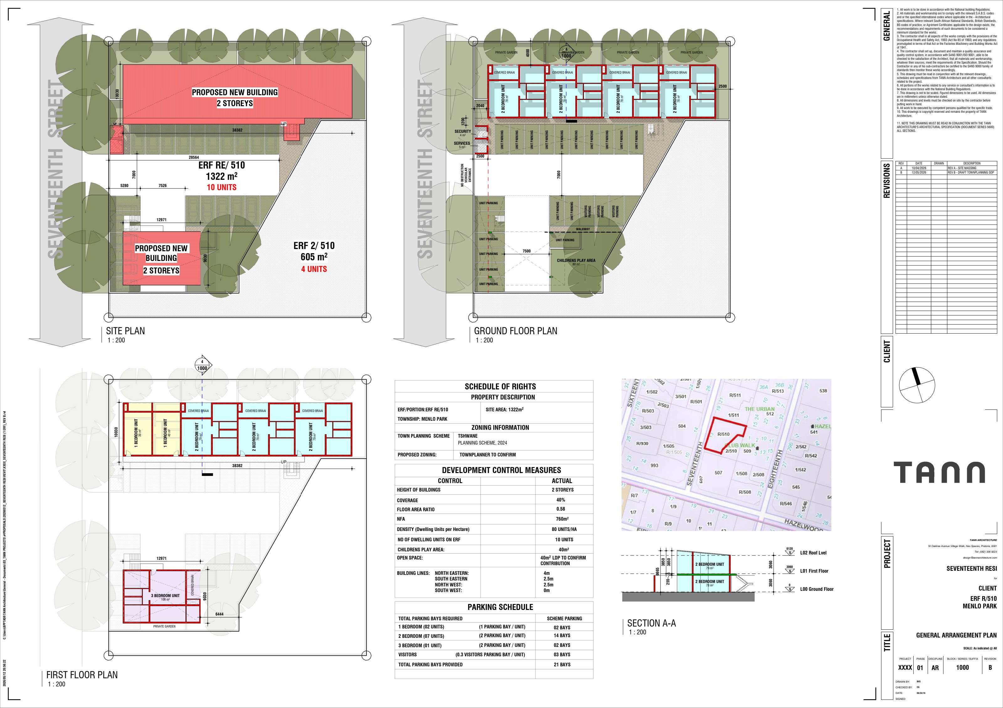 SEVENTEENTH site plan showing ten residences arranged along an internal drive